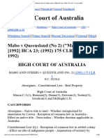 Mabo V Queensland (No 2) ( - Mabo Case - ) (1992) HCA 23 (1992) 175 CLR 1 (3 June 1992)