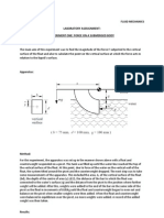 MECH 2600 Fluid Mechanics Laboratory Asssignment: Experiment One: Force On A Submerged Body Aim