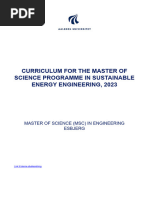 Curriculum For The Master of Science Programme in Sustainable Energy Engineering 2023