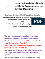 Pandemic Risk, Vulnerability and Response To Public Health Causes and Consequences