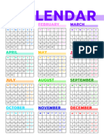 Colorful Modern Minimalist 2024 Yearly Calendar