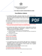 Prova Objetiva + Gabarito: Processo Seletivo Público Agente Comunitário de Saúde