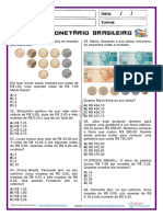 Atividade Sistema Monetário Brasileiro 5º Ano