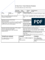 NURS 1566 Clinical Form 3: Clinical Medications Worksheets