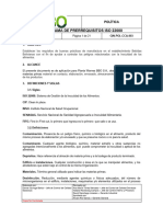 GIN-POL-CCA-003 - Programa de Prerrequisitos ISO 22000