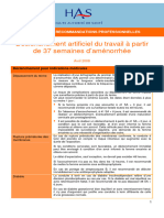 Declenchement Artificiel Du Travail - Synthese