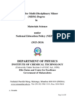 Multi-Disciplinary Minor (MDM) in Materials Science (2023-2024) Physics