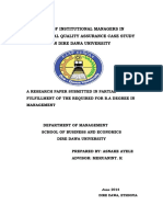 Role of Institutional Managers in Educational Quality Assurance Case Study of Jimma University