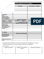 Fiche de Renseignements Locataires: Locataire Colocataire / Conjoint