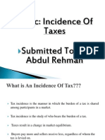 Topic: Incidence of Taxes Submitted To: Sir Abdul Rehman