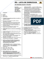 Português - Lista de Exercícios: Adjunto Adverbial, Aposto e Vocativo