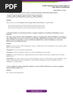 NCERT Solutions For Class 6 April 3 Science Chapter 11 Light Shadows and Reflections