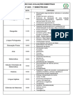 9º Ano - Conteúdo Das Avaliações Bimestrais