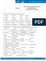 Trường Thcs Trường Chinh Đề Thi Học Kì 2 Năm Học 2021-2022 Môn: Tiếng Anh 9 (Thời gian làm bài: 45 phút)