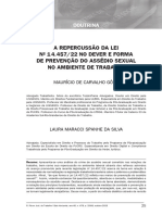 A Repercussão Da Lei Nº 14.457/22 No Dever e Forma de Prevenção Do Assédio Sexual No Ambiente de Trabalho