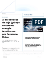 A Desativação Da Soja (Grão) e o Custo de Energia - Tendências - Por Fernando Raizer