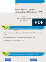 Unit III - The Contract Labour (Regulation and Abolition) Act, 1970 - Labour Laws