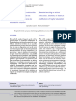 Enseñanza Remota o Educación Virtual. Disyuntiva de Las Instituciones Mexicanas de Educación Superior