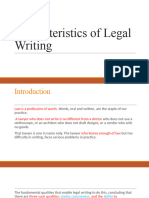 Characteristics of Legal Writing