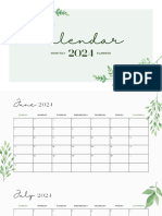 Green Simple Minimalist Monthly Calendar