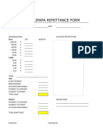 August Cash Remittance Form Iggys Talipapa