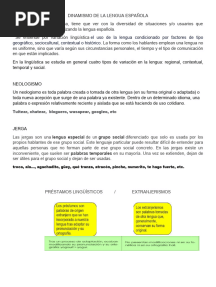 Dinamismo de La Lengua Española