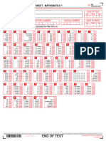 GL Assessment Maths Familiarisation Test 1 Answer Sheet