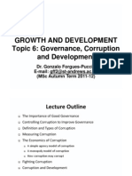 Growth and Development Topic 6: Governance, Corruption and Development