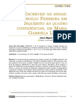 Escrever Os Sinais: Vergílio Ferreira em Inquérito Às Quatro Confidências, de Maria Gabriela Llansol