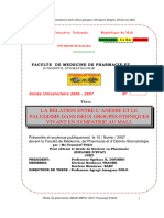 La Relation Entre L'Anemie Et Le Paludisme Dans Deux Groupes Ethniques Vivant en Sympatrie Au Mali