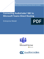 Connecting Audiocodes SBC To Microsoft Teams Direct Routing Enterprise Model Configuration Note