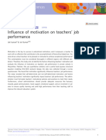 In Uence of Motivation On Teachers' Job Performance: Article