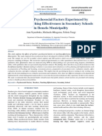 Effects of The Psychosocial Factors Experienced by Teachers On Teaching Effectiveness in Secondary Schools in Ilemela Municipality