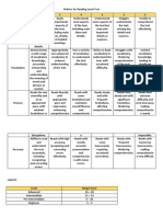 Rubrics For Reading Level Test