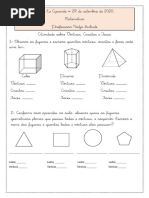 Figuras Planas e Não Planas - Vértices, Arestas e Faces