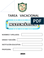 Tarea Vacacional Matematica Tercer Grado Primaria 2024