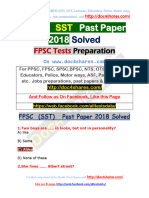 FPSC (SST) Solved Mcqs Past Paper 2018