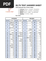 (IELTS) PHIẾU TRẢ LỜI2