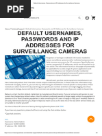 Default Usernames, Passwords and IP Addresses For Surveillance Cameras