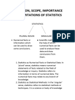 Definition, Scope, Importance and Limitations of Statistics