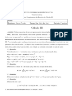 Exercicios de Cálculo III - 1 Lista - Comp.