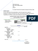 Résultat Analyses Mme BEN SORBA NADIA