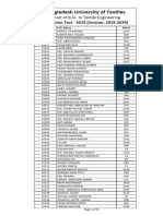 Result of B.sc. in Textile Engineering Admission Test - 2019