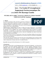 La Voie Routiere: Un Goulot D'etranglement Pour Le Developpement Socioeconomique Du Territoire de Kasongo Lunda