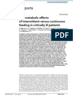 The Metabolic Effects of Intermittent Versus Continuous Feeding in Critically Ill Patients