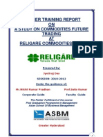 Summer Training Report ON A Study On Commodities Future Trading AT Religare Commodities LTD