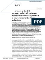 Differences in The Link Between Social Trait Judgment and Socioemotional Experience in Neurotypical and Autistic Individualsscientific Reports