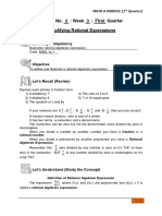 Module No. 3: Week 3: First Quarter Simplifying Rational Expressions