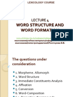 Word Structure and Word Formation