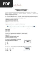 4°A Evaluación Parcial 1 Matemática U1